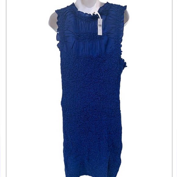 Anthropologie Blue Ruffle Trim Textured Sleeveless Mini Dress M NWT - Picture 5 of 10